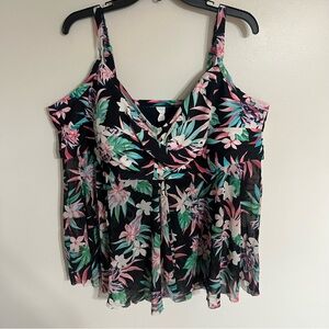 Women’s Croft And Borrow Plus Size Tankini Top Tropical Print Size 3XL